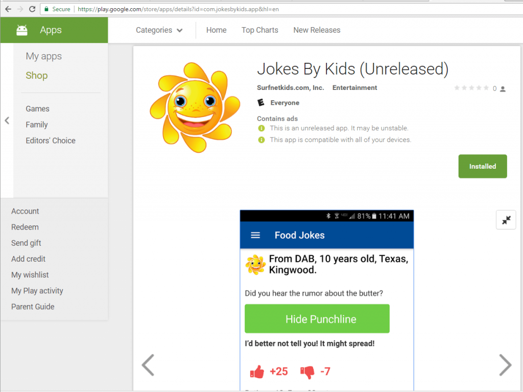 Jokes By Kids Android App 